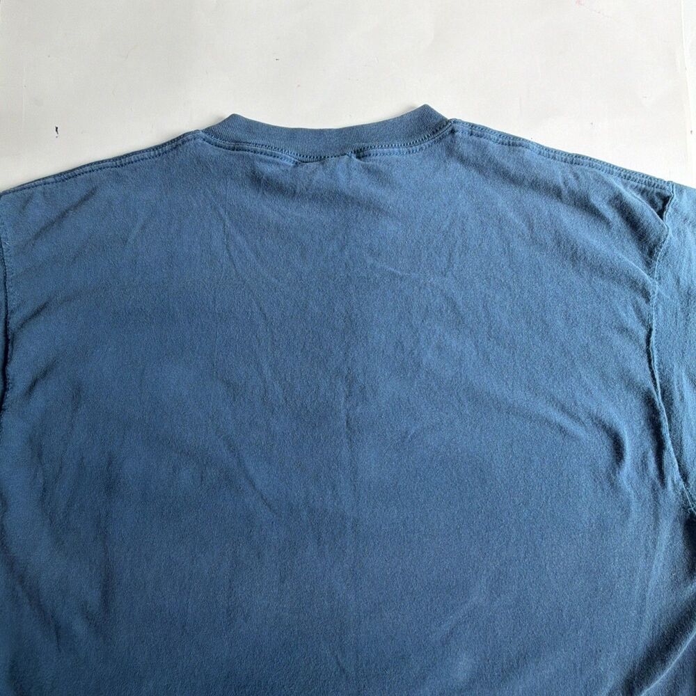 VTG 90s Discus Athletic Pocket T Shirt XL Blue Blank Sun Faded Grunge Crew Neck - Picture 15 of 16